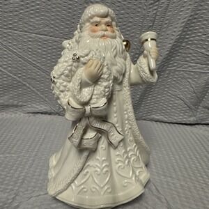 Vtg St Nicholas Square 9" Porcelain Musical Santa We Wish You A Merry Christmas.